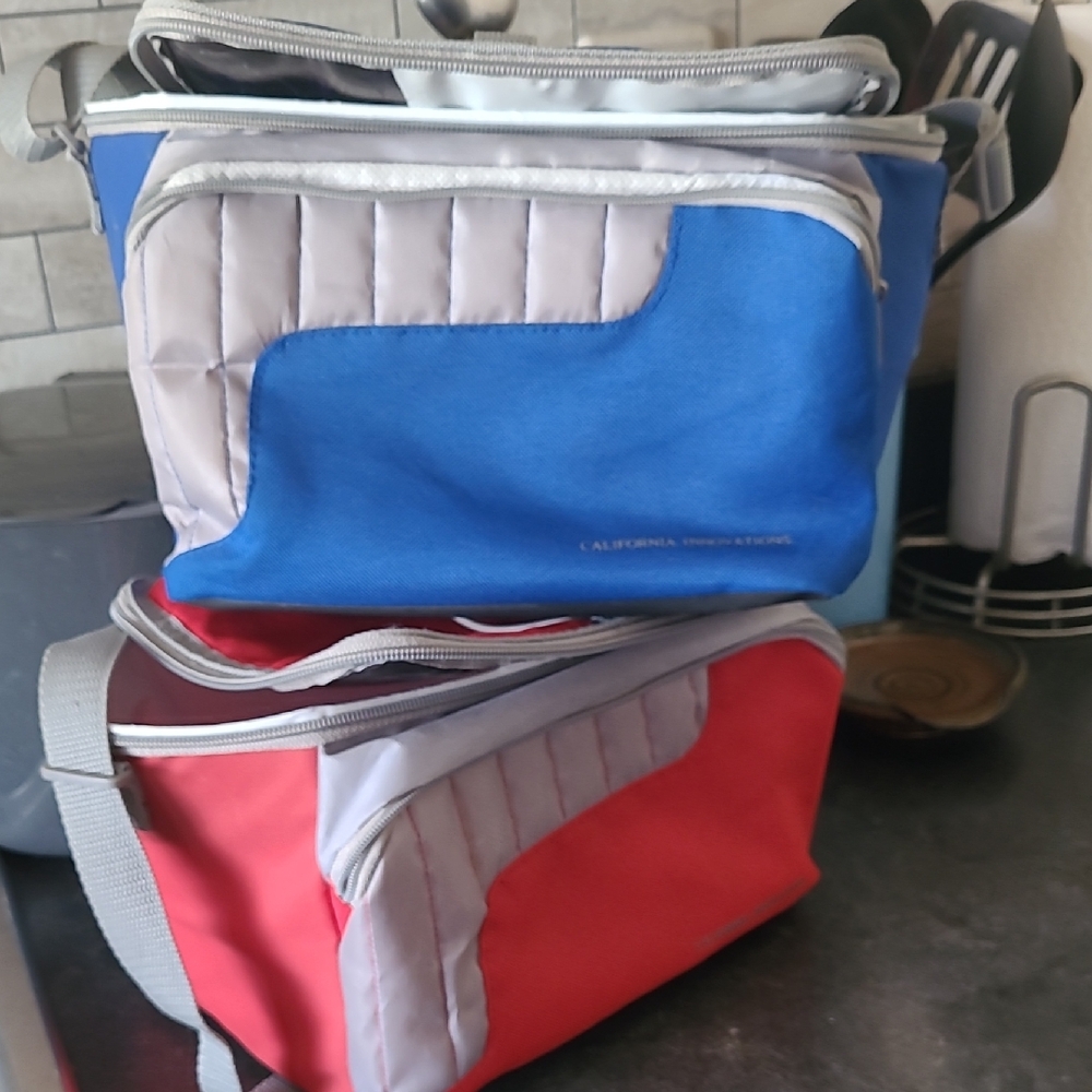 Blue and Red Insulated Bags
